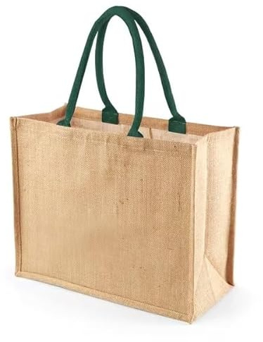 Hyper Mart Natural Large Reusable Hessian Bag with Padded Cotton Handles – Laminated Strong Bag for Shopping, Gifts & Everyday Use