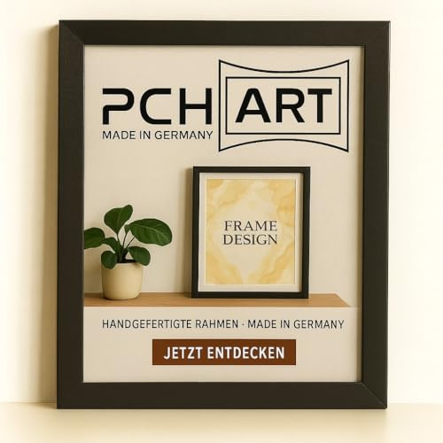 PCH[art] Premium Bilderrahmen 40 mm aus MDF – Schwarz Matt in 60x90 cm – Mit Kunstglas – Hochformat & Querformat – Wandmontage & Tischaufstellung – Modernes Design für Fotos, Poster, Urkunden