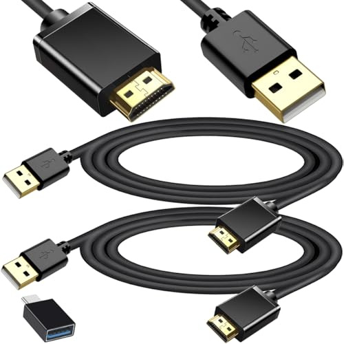 HAAMNING7 2 unidades Cable cargador USB a HDMI, adaptador USB A a HDMI macho para Mac, iOS, para Windows 12/11/10/Vista/XP, para HDTV, decodificador de satélite y reproductor de Blu-ray