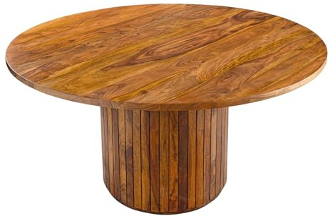 Esstisch TRES CHIC 120cm - braun - Sheeshamholz - robust Unikat | Massiv, 4 Sitzplätze, rund, handgefertigt, langlebig, individuelle Maserung, für Esszimmer