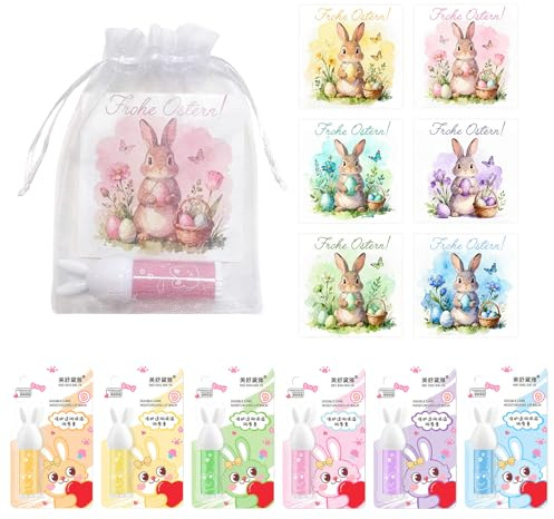 18 Pezzi Set Regalo di Balsamo per Labbra di Pasqua, Maschera Labbra Pasqua, Balsamo Idratante per labbra, Lip Balm pasqua, per la Cura Delle labbra, Schiarire le Rughe