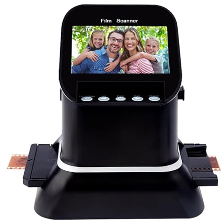 Digital Film & Slide Scanner with 4.3-inch LCD Screen, 22MP Resolution, Dual Power Supply, Supports 5 Formats for Photo Digitization and Editing