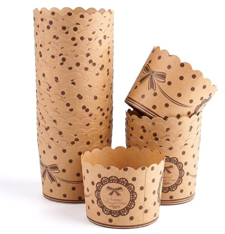 50 Piezas Moldes Magdalenas Papel, 7 × 6 × 5,5 cm Mini Papel Magdalenas, Moldes para Muffins de Cartón, Papels Cupcakes Molde, Resistentes, para Fiestas, Bodas, Cumpleaños, Halloween, Navidad, Marrón