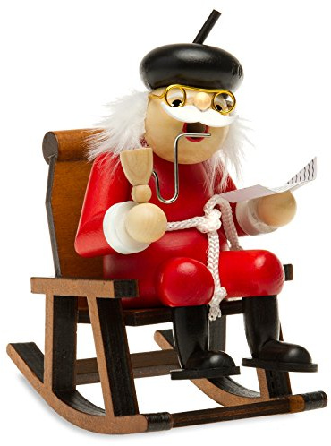 SIKORA Räuchermännchen aus Holz Oma oder Opa im Schaukelstuhl Räucherfigur Deko Weihnachtsfigur - RM-F, Farbe/Modell:F02 rot - Opa auf dem Schaukelstuhl, Höhe in cm:Höhe ca. 16.5 cm