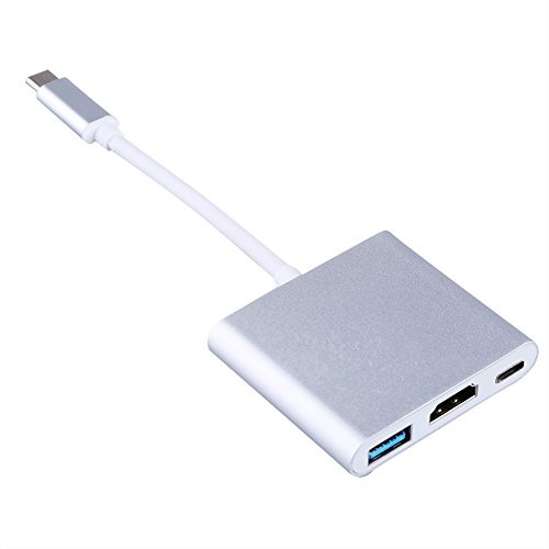 3-en-1 USB 3.1 Tipo-c al Adaptador multipuerto Digital HDMI, Cable convertidor USB-C Puerto de Carga + HDMI Compatible con 4K 30HZ + Puerto USB 3.1 para convertidor HDMI y/ChromeBook Pixel