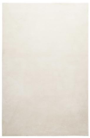 Homie Living Venice Kurzflorteppich, 160 x 230 cm, beige | Kurzflor Teppich Super soft, weich und kuschelig für Wohnzimmer, Schlafzimmer, Flur oder Kinderzimmer, Beige Creme