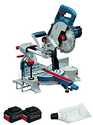 Bosch Professional 18V System Akku Paneelsäge GCM 18V-216 (inkl. 2x 18V 8.0Ah ProCORE Akkus + Ladegerät GAL 1880CV, Sägeblatt, im Karton)