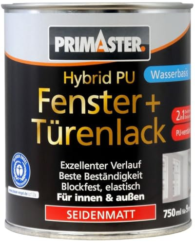 Primaster Hybrid-PU Fenster- u. Türenlack weiß 750 ml für Innen- und Außen Lack