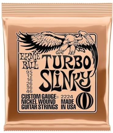 Ernie Ball, Turbo Slinky Nickel Wound, Corde per chitarra elettrica, diametro 9,5-46