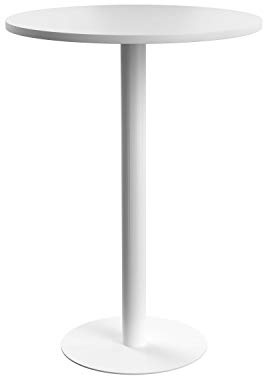 Office Hippo Circular Bar Table, Sturdy & Robust High Office Table, Stylish Work Table For Home Office, Ideal For Reception Area & Breakout Room, High Table Desk, 5 Year Guarantee - White/White