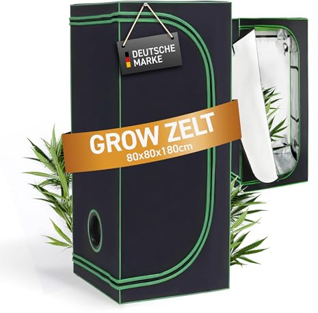 Rapid Teck® Grow Zelt (80 x 80 x 180 cm) Home Grow Tent | Indoor Growzelt | schwarz grün | Growroom Growschrank Darkroom Pflanzenzelt Gewächshaus Zuchtzelt Growzelt