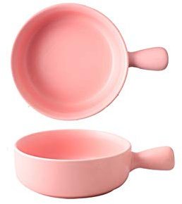 DSFHKUYB French Onion Soup Bowls with Handles Porcelain Bowls for Soup Cereal Chili Beef stew,Pink