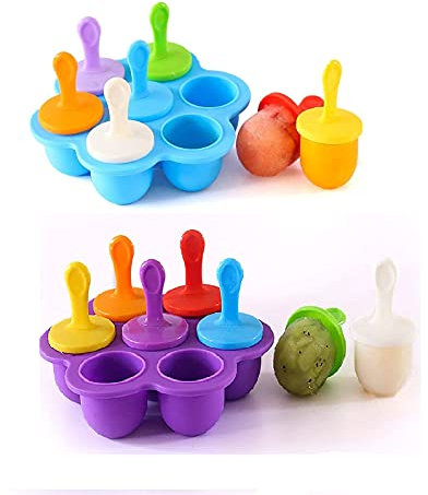 Eisformen Silikon, 2 Stück Eis am Stiel Silikon, Mini Eisformen, Eisförmchen Popsicle Formen (Blau Lila)