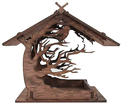 NIUXICH Vogelfutterstation aus Holz, für den Außenbereich, zum Aufhängen, wetterfest, zum Anlocken von Vögeln im Freien, Garten, Hinterhof, 30 x 23,6 x 20,1 cm