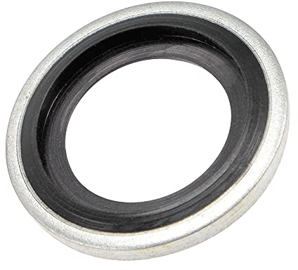 sourcing map Paquete de 10 Adheridas Sellado Arandelas M14 19.6x11.5x3mm | Carbono Acero, Nitrilo Goma Junta