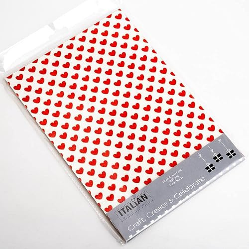 Italian Options 250 g/m² fusselfreies Glitzer-Karton-Bastelpapier, A4-Größe, Liebesherzen