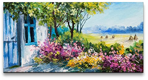 Paul Sinus Leinwandbild 120x60cm Landhaus Landschaft Farbenfroh Malerisch Abstrakt Blumen Natur