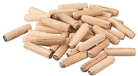 sourcing map Madera Pasadores 36uds 8x30 mm(5/16x1-1/4) Estriado Biselados Extremos Madera Pasador Clavijas Horno Secado Dura Madera para Carpintería Muebles Estante