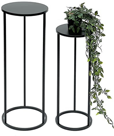 DanDiBo Blumenhocker Metall Schwarz Rund Blumenständer Beistelltisch 96316 2er Set Blumensäule Modern Pflanzenständer Pflanzenhocker