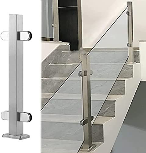 Pealihuy Glasgeländerpfosten Für Glas-/Kunststoff-/Holz-/Acrylplatten, Treppe/Balkon/Garten/Terrasse/Deck Glasbalustrade-Geländerpfosten, Handlauf-Kit,Mittlerer Beitrag,Höhe-85 cm (33,5 )