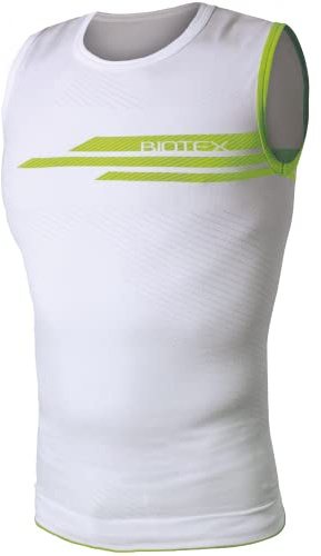 BIOTEX Canotta Impact Traspirante da Uomo per Ciclismo e Running, Intimo Tecnico Sportivo Ideale per L'Estate e per l'inverno, Bianco, Taglia II (M/L)