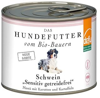 defu Hundefutter | 12 x 200 g | Bio Schwein Sensitiv getreidefrei | Premium Bio Nassfutter Menü | Alleinfuttermittel für Hunde