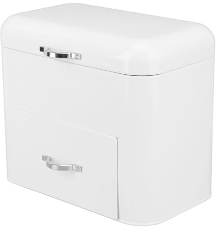 LiebeWH 2 Shelves Iron Bread Box Metal Bread Storage Tin Kitchen Overweight Container Vintage Large Capacity Dry Food Storage Container