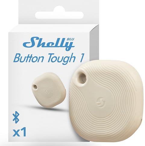 Shelly BLU Button Tough 1 Ivory - Bluetooth Button for Smart Scenes, Home Automation, IP54 Certified, Wide Range 10-30 m, Up to 4 Pre-Set Clicks, Remote Control, Gateway Required, BTHome Protocol