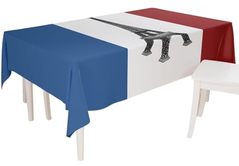 Frankreich- -Dekoration, Tischdecke mit französischer Flagge, Polyester und Gabardine, französischer Nationalfeiertag, Tischdekoration für Partys
