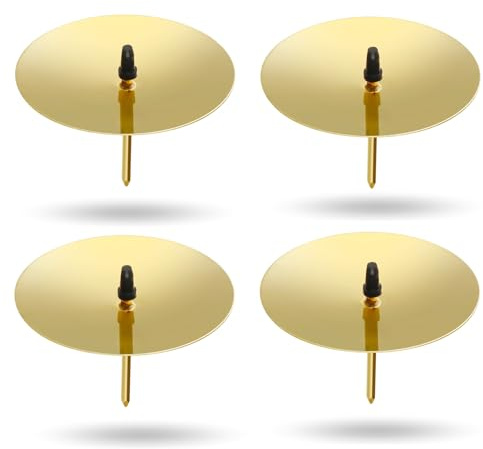 4 x Candle Plugs Approx. 5 cm for Candles as Candle Holder Advent Wreath for Advent Wreath Christmas Advent Wreath Holder with Pin – Candle Holder (Gold)