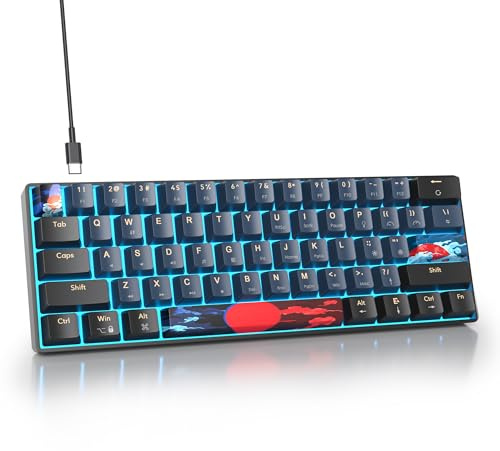 SbocKeeb Clavier Gamer Mécanique 60%，Clavier 60 pourcent Filaire Gaming de Jeu Switchs Red, QWERTY American, LED Rétroéclairé, Mini 60% Claviers Gaming pour PC