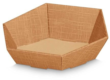 Geschenkkorb Seta 6-eckig Naturfarben klein 28 x 22 x 11 cm, 25 Stück