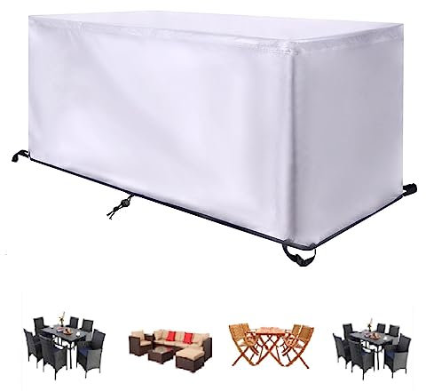 Abdeckung für Terrassenmöbel, 140 x 80 x 100 cm, wasserdicht, 420D-Oxford-Gewebe, winddicht, UV-beständig, leicht und langlebig, schützt Ihren Gartentisch vor Regen und Sonne, rechteckiges Design,