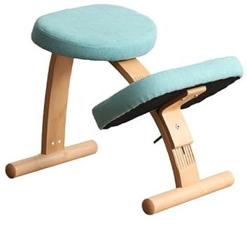 FVPJUXSG Ergonomischer Kniestuhl, Sitzhaltung Verbessern, Bürostuhl Verstellbarer Hocker, Home-Office-Stuhl, Rückenschmerzen Lindern, Kniender Holzstuhl, Bequemes Kissen(Color:blau)