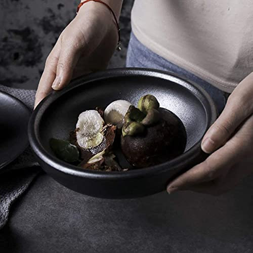 CHFYIJYHM Tazones de pasta Sopa retro Tazón de fideos ramen Ensaladera de frutas Tazón Vajilla de cerámica creativa Tazón for mezclar Tazón for servir 7.3 pulgadas Ensaladeras negras