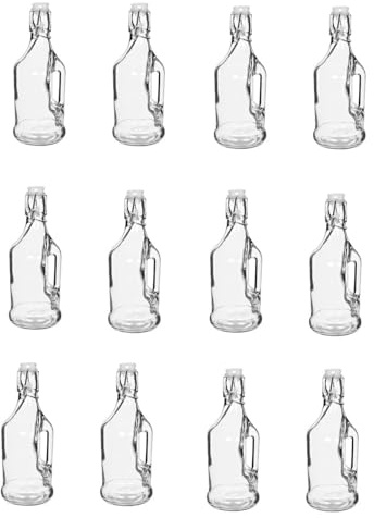 mille idee 12 Bottiglie Bottiglia in vetro con tappo meccanico 360 ml Dimensioni 8x8x20cm ideali per olio, liquori,bomboniere