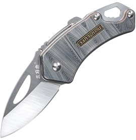 Sanrenmu Falten Taschenmesser 4.41 Kompakte Größe Messer 4077MUC Messer 4Cr15N Klinge 420 Stahlgriff Multifunktion mit Flaschenöffner Schraubenschlüssel für Outdoor Camping Wandern