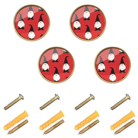 EtherSpher Knäufe und Ziehknäufe für Schranktüren, personalisierbar, 32 mm, Vintage-Stil, Schwarz und Weiß, Rot, 4 Stück