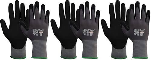 Ruvigrab Guante nylon/lycra recubrimiento nitrilo microporoso transpirable (Paquete de 3)
