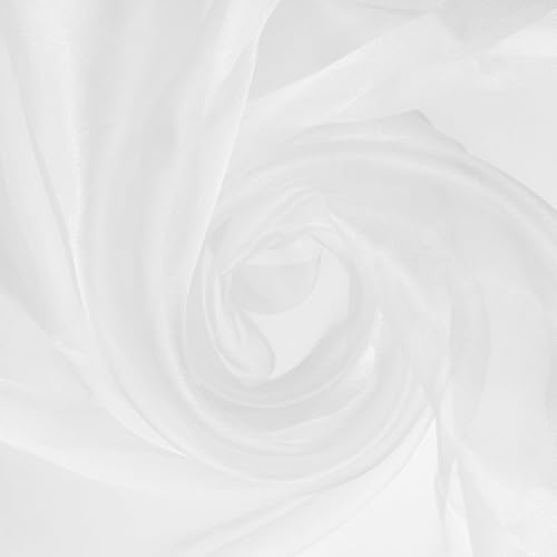 Weiß Organza Stoff, 2x1.6m Organza Tischläufer Weiß zum Dekorieren | Einfach Und Stillroll Tüll, Chiffon Meterware für Hochzeit, Durchsichtiger Stoff Für Schals, Geschenke Deko