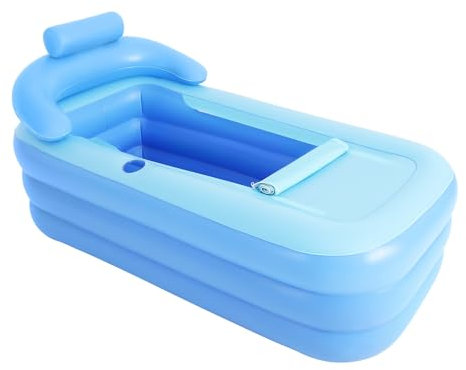 Baignoire gonflable pour adulte - Portable - Pliable - Portable - 160 cm - Bleu - Moins de 100 kg - 160 x 84 x 64 cm