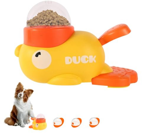 XPJBKC Dog Treat Dispenser Toy, 2-in-1 Duck Shape Treat Dispenser Dog Toy, Slow Feeder Toy for Dogs & Cats, Fun Interactive Food Puzzle for Small Medium Large Dogs Anti-Gulpin