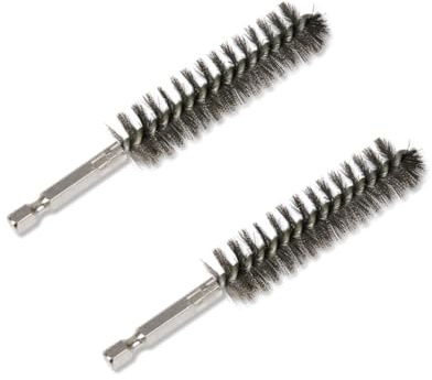 Cepillo cilíndrico de alambre de acero, Juego de 2 cepillos de alambre, Ø 15mm juego de cepillos de latón y acero inoxidable, Para eliminar el óxido y limpiar, Cepillo de limpieza de tubos de alambre