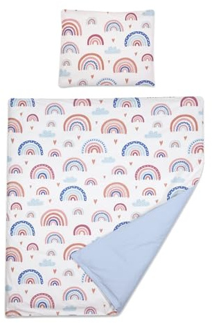 Baby Comfort 2-teiliges Set aus Bettbezug und Kissenbezug 80x70 cm für Kinderbett, Wiege oder Kinderwagen (Regenbogen)