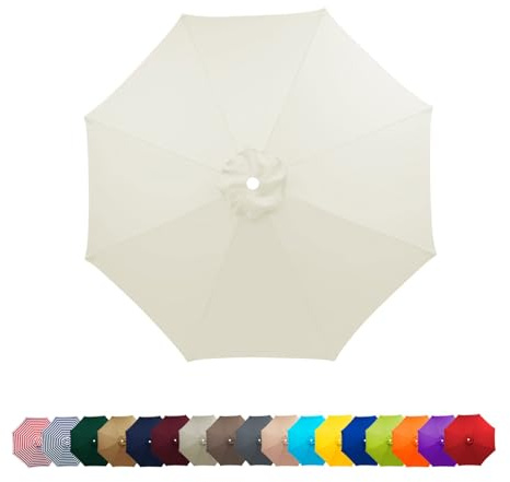Amieron Replacement Parasol Canopy 2m-3.5m, Umbrella Replacement Fabric, 6/8 Arms Garden Umbrella Replacement Cover, Patio Replacement Cover for Garden Umbrella Yard Beach(Off-white,2m/6-Ribs)