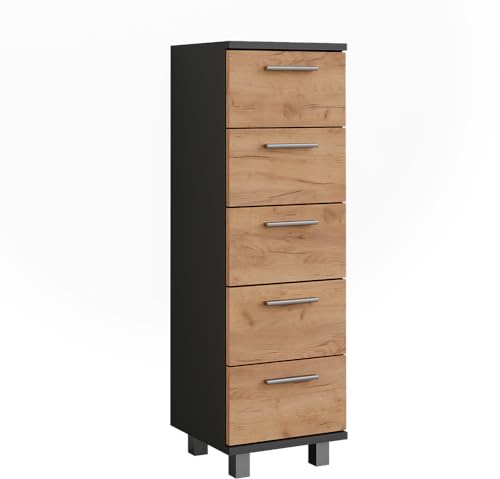 Vicco Midischrank Ilias, Anthrazit/Goldkraft Eiche, 30.2 x 95 cm | zur Wandmontage geeignet und kombinierbar mit Ilias-Serie