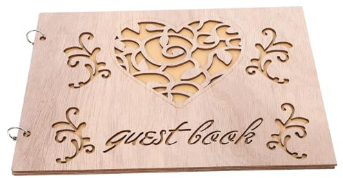 OUNONA Holzherzen Erinnerungsbuch Für Hochzeit Rustikales Design Seiten Zum Signieren Erinnerungstischdekoration Party Accessoire Farbtöne