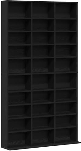 vidaXL Mueble para CDs Negro Roble 101 x 23 x 177.5 cm Independiente de Madera para Almacenamiento con 30 Compartimentos para Organizar tu Hogar, Oficina, Biblioteca y Estudio. Estantes de Medios, Un