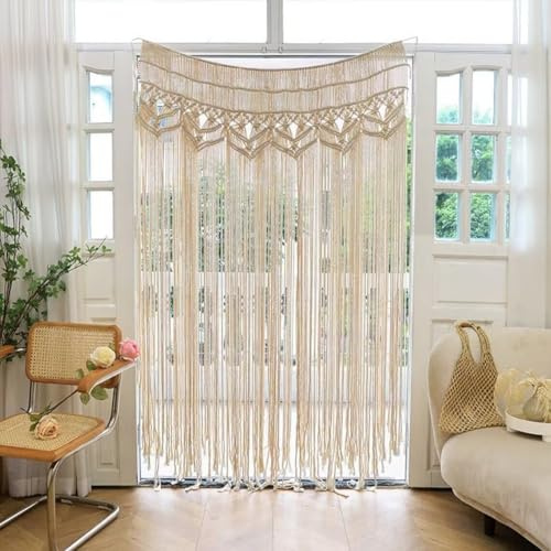 Tenda da appendere alla parete in macramè, stile bohémien, arazzo intrecciato per matrimoni, celebrazioni e decorazioni per la casa, 110 x 180 cm, tende da porta bohémien (130 x 180 cm)
