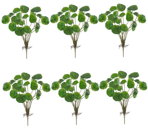 SMELEYOU 6 Pezzi Piante di Stagno Artificiale con 18 Piante di Stagno Falsa Foglia realistica per Le Decorazioni Resistenti alla dissolvenza Ideali per casa in casa Regalo Giardino